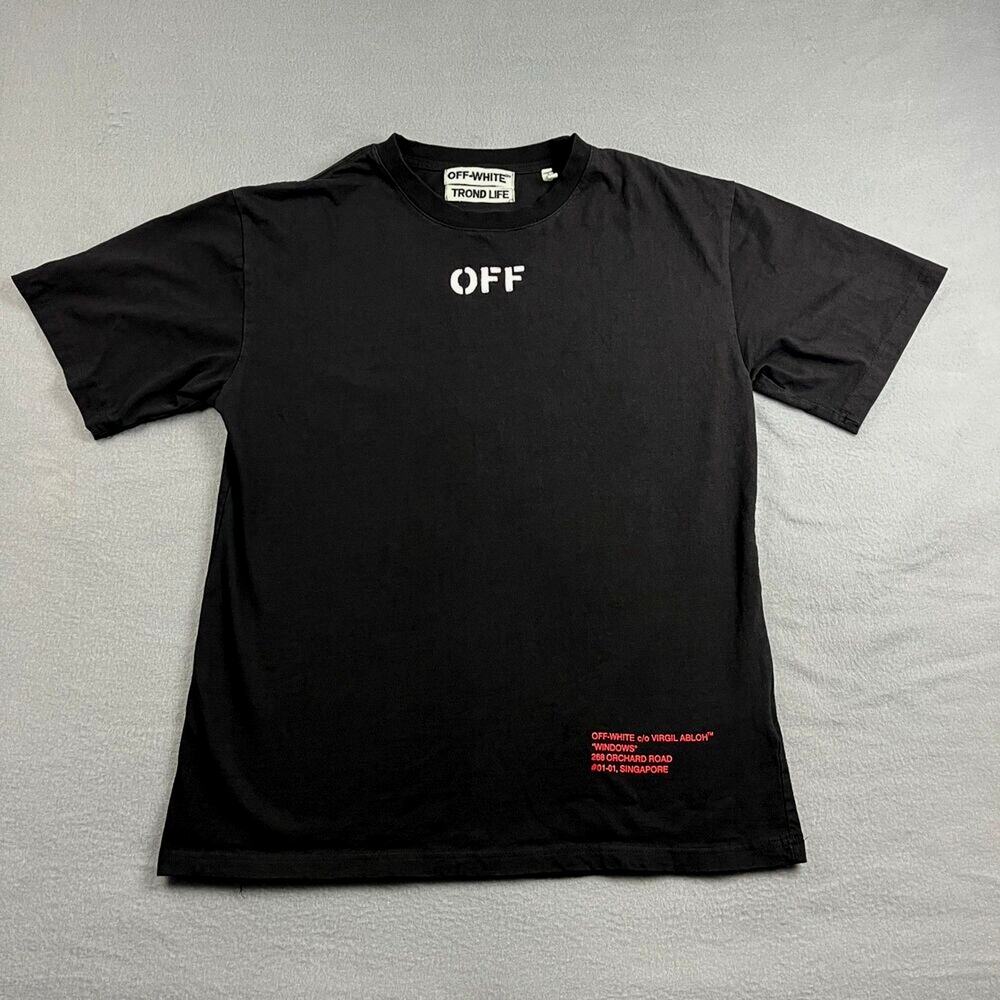 Off-White c/o Virgil Abloh Windows Singapore T-Shirt Black Graphic Men's Large - Picture 1 of 9
